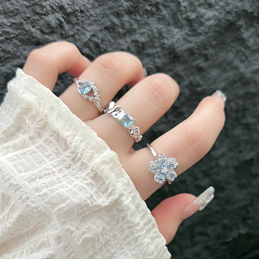 Diamond Flower Fashion Female Cold Style Light Luxury High-grade Rings