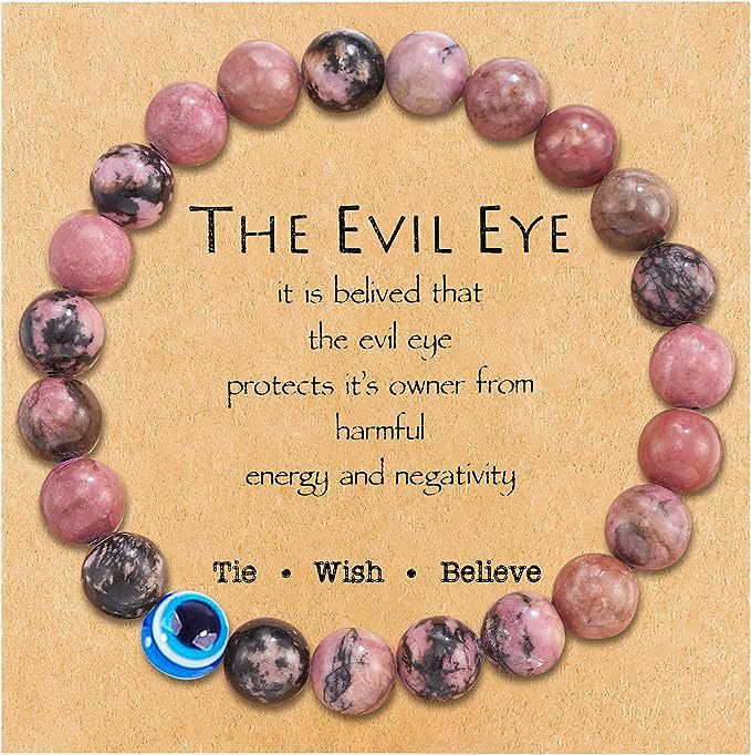 Eye Blue Devil's Pink Zebra Rhodochrosite Bracelets