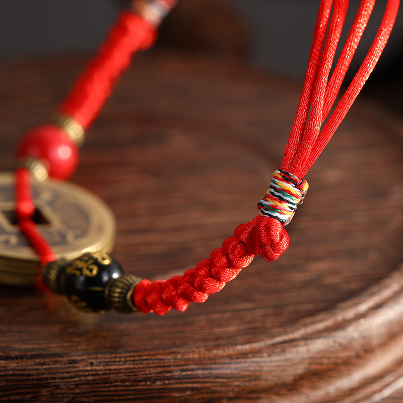 Five Coins Woven Pure Copper Coin Bracelets