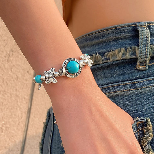 Retro Artistic Turquoise Handmade Ethnic Butterfly Turtle Bracelets