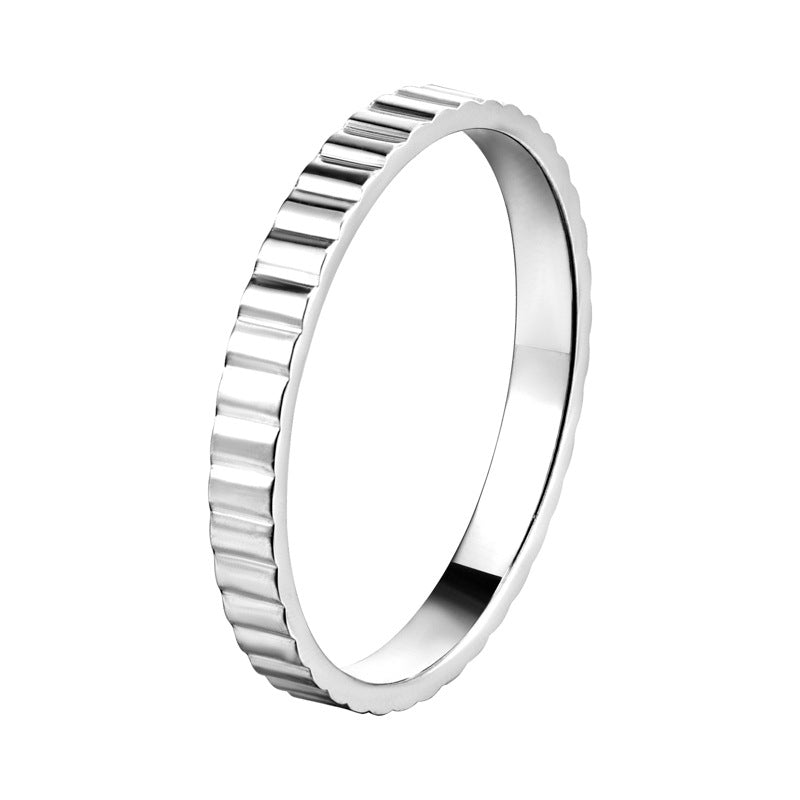 Vintage Simple Light Luxury Design Gear Stripe Rings