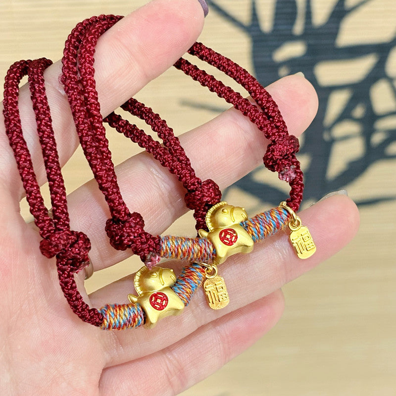 Women's & Men's Horse Rich Hand Weaving Golden Blessing Bracelet