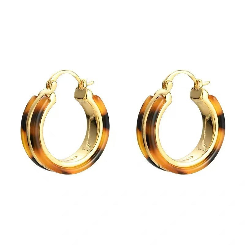 Retro Personality Leopard Print Female Ear Clip Earrings