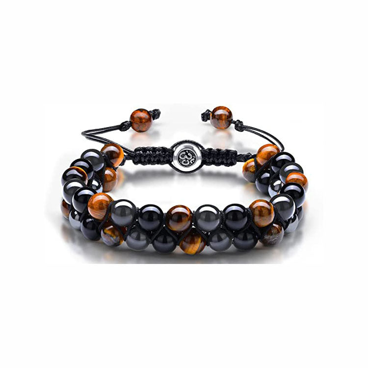 Men's Magnet Natural Stone Tiger Eye Double Bracelet