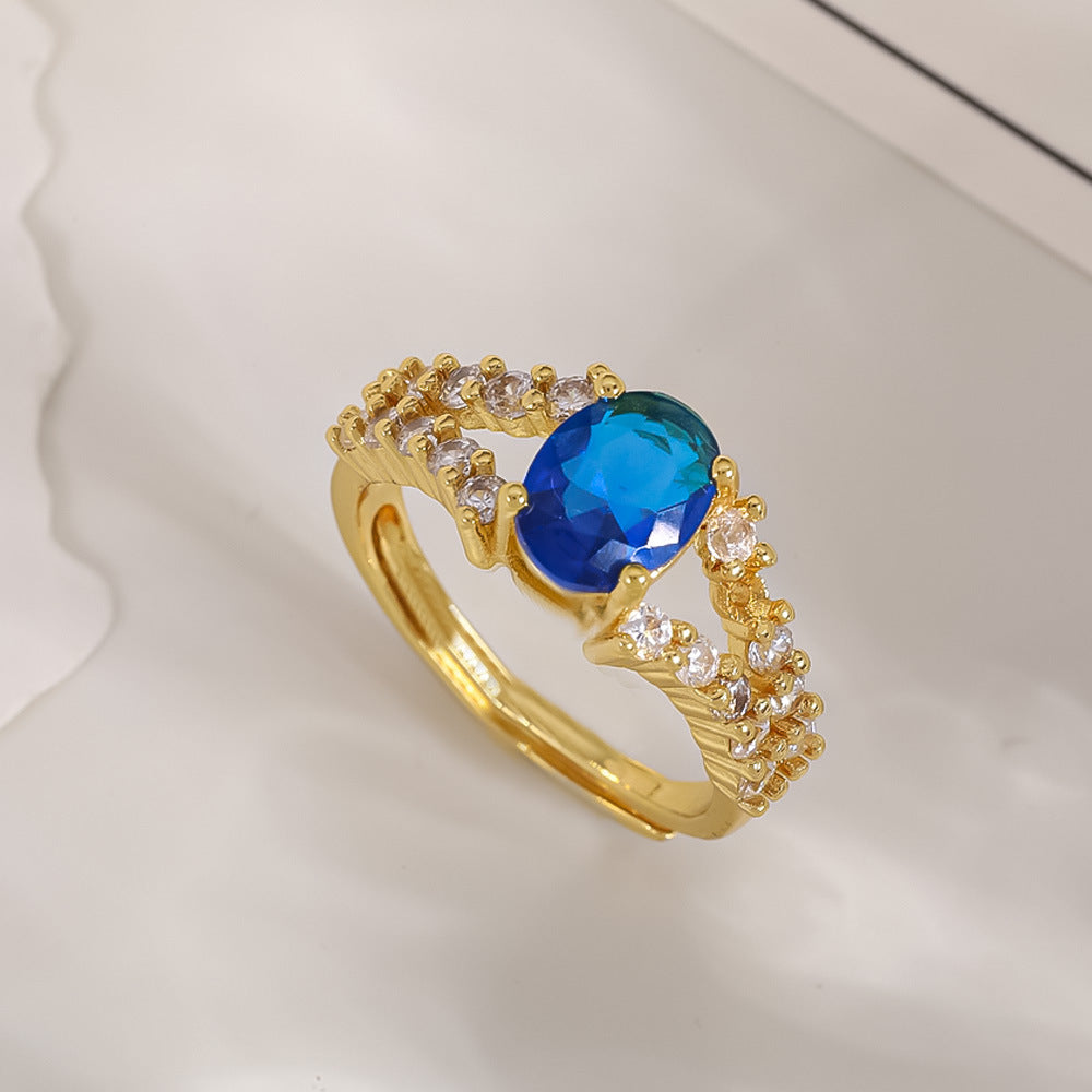 Women's Open-end Zircon Fashionable Classy Simple Cold Feeling Goddess Rings