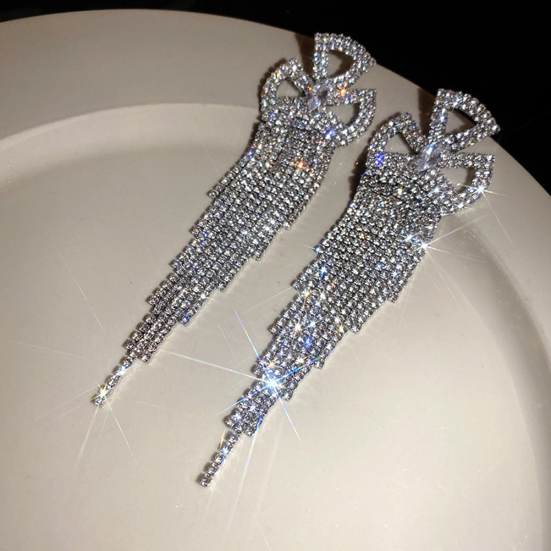Women's Sier Diamond Tassel Light Luxury High-grade Simple Rings