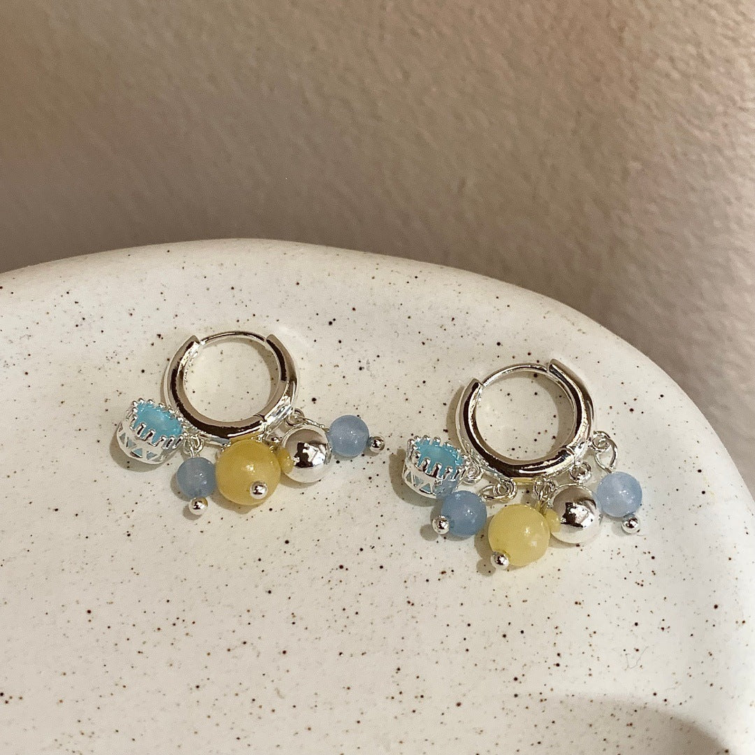 French Color Morandi Natural Stone Beaded Female Rings
