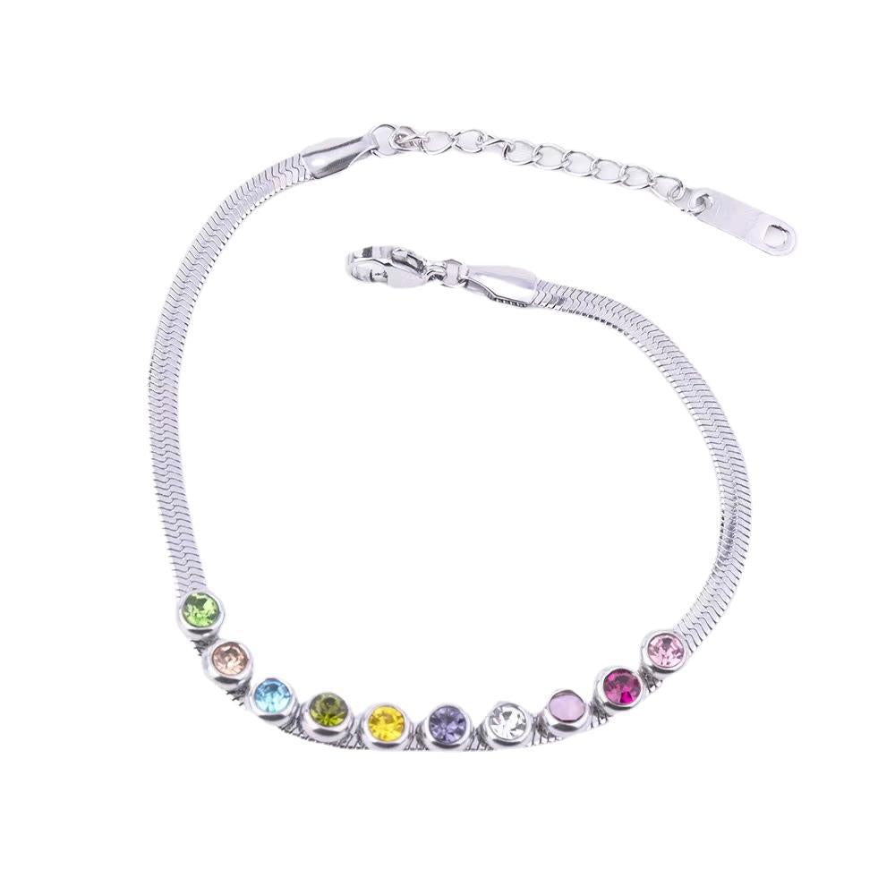 Stainless Steel Blade Chain Color Diamond High-grade Beaded Style Environmental Bracelets