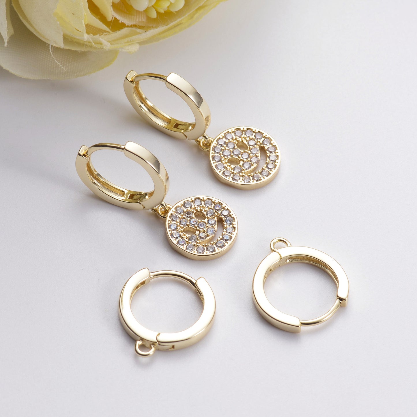 Color Retention Gilded Clip Glossy Round Handmade Ear Buckle