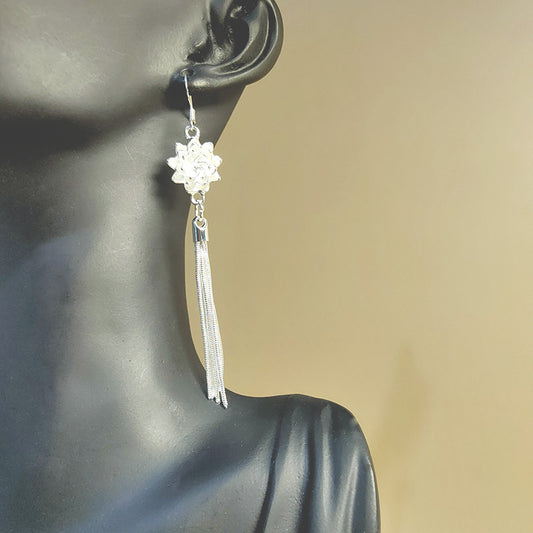 Flower Style Temperamental Long Eardrops Tassel Earrings