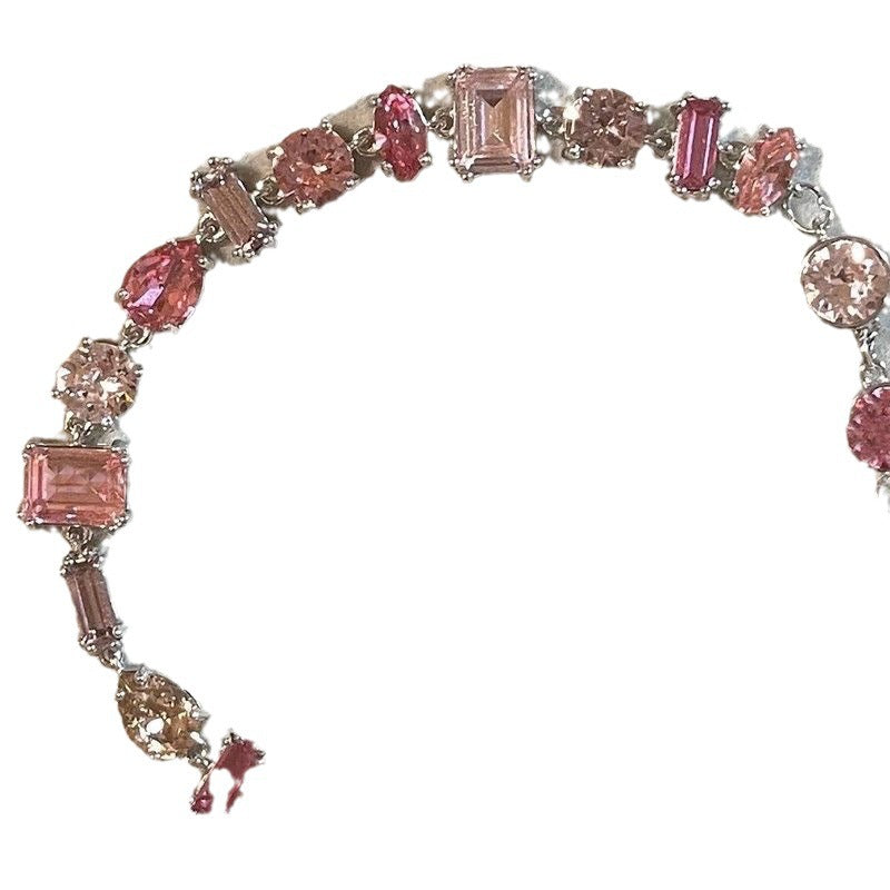 Pink Crystal Female Zircon Inlaid Light Luxury Bracelets