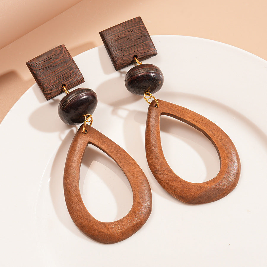 Chinese Style Coffee Color Wooden Bead Light Luxury High-grade Mori Rings
