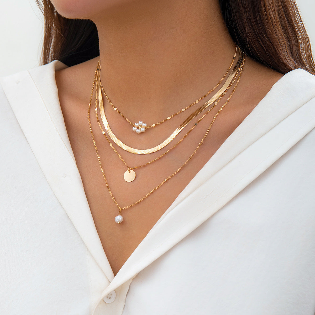 Glossy Personalized Round Tube Twin Metallic Snake Bones Necklace