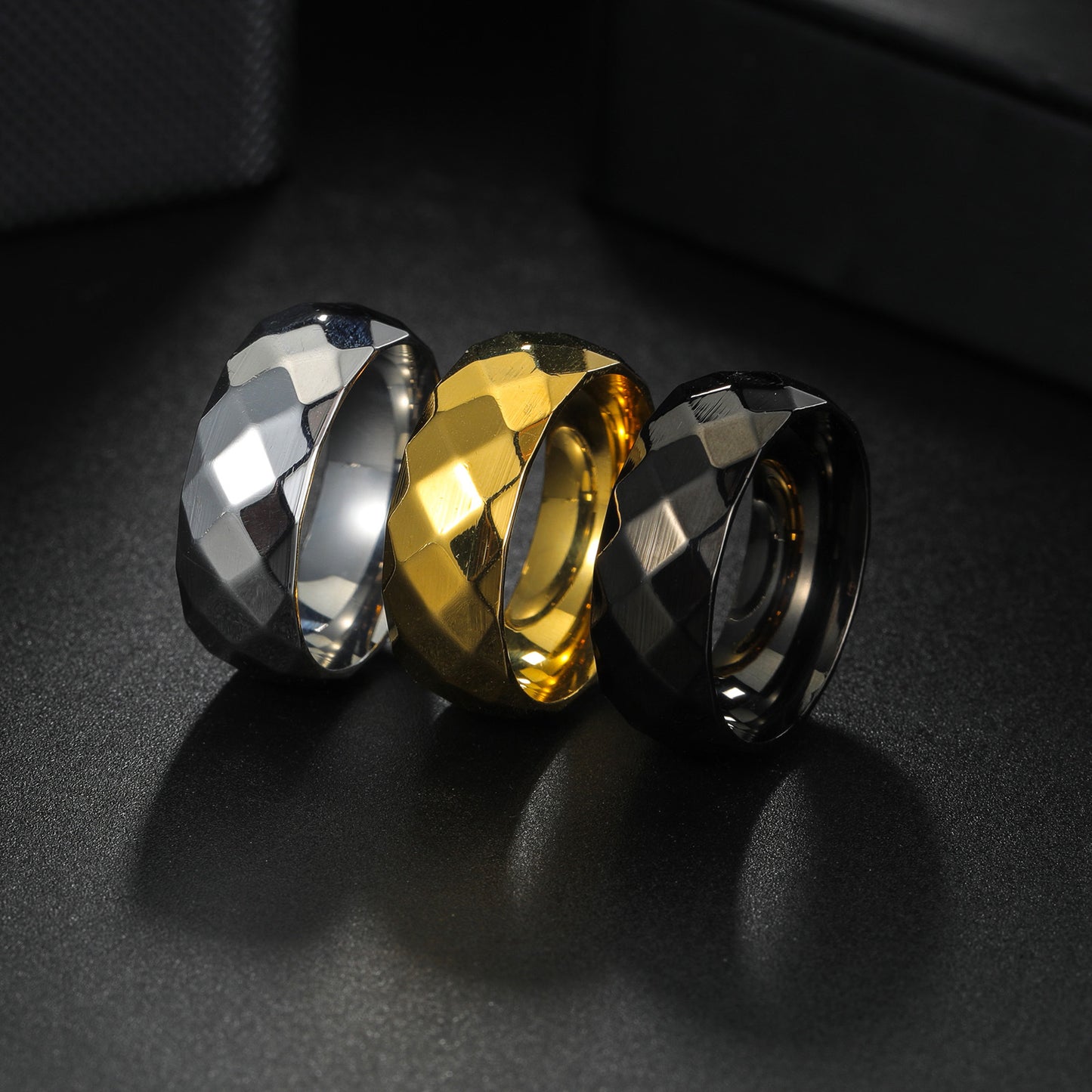 Men's Xi Ornament Stainless Steel Geometric Rings