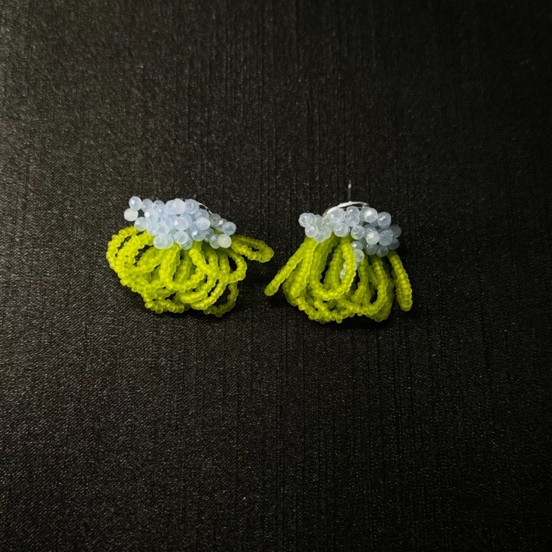 Vintage Pink Geometric Sweet Flowers Ear Stud Earrings