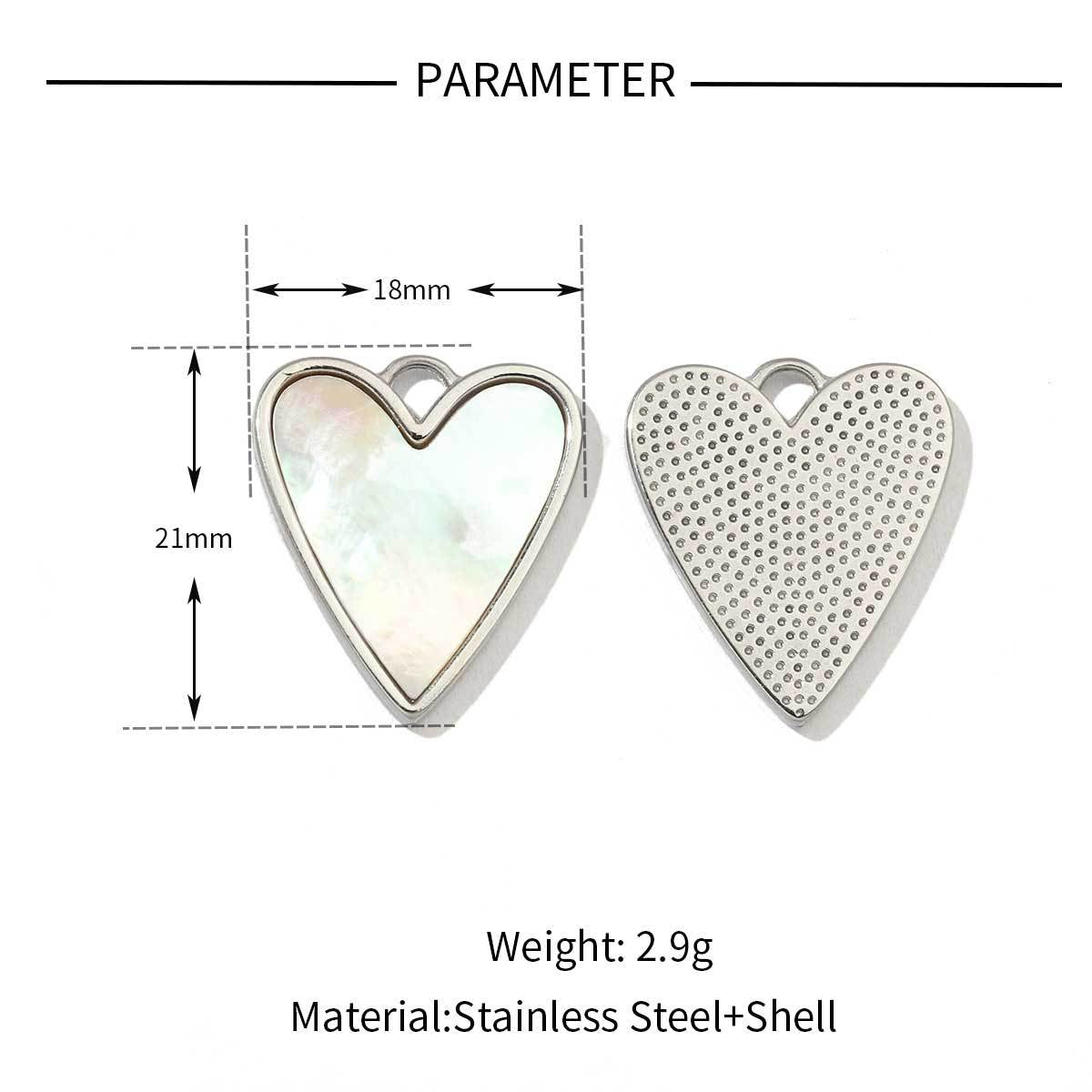 Stars Heart Natural Shell Stainless Steel Pendants