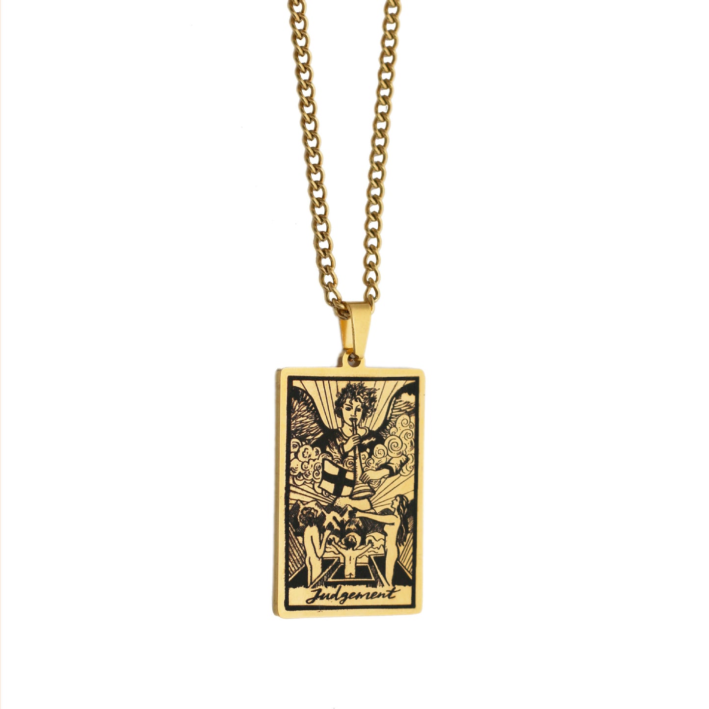 Zhang Tarot Titanium Steel Retro Rectangular Necklaces