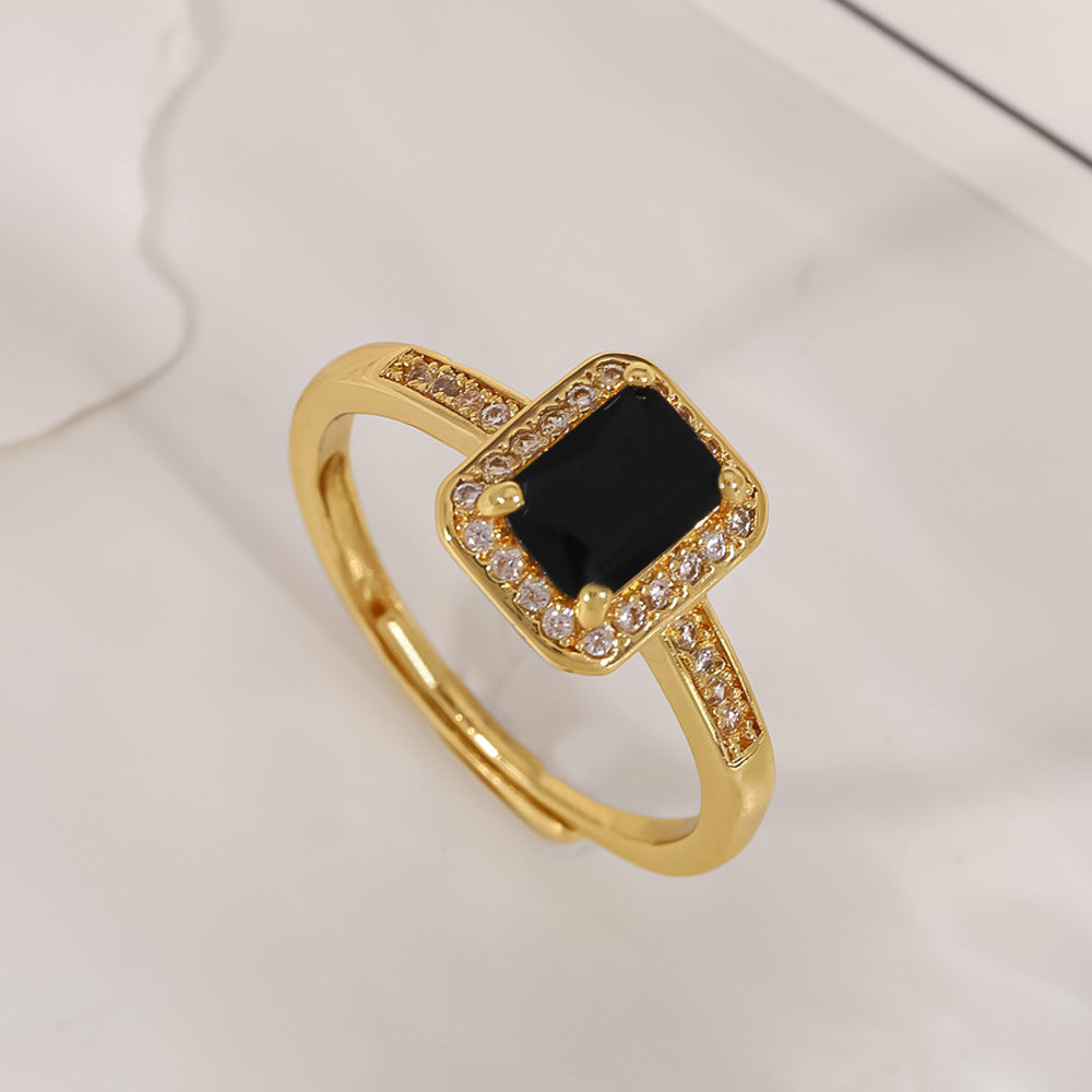 Women's Open-end Zircon Fashionable Classy Simple Cold Feeling Goddess Rings