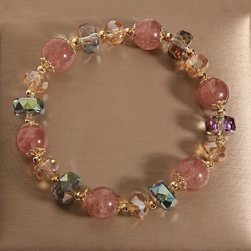 Strawberry Crystal Fashion Female Live Glass Chipping Bracelets