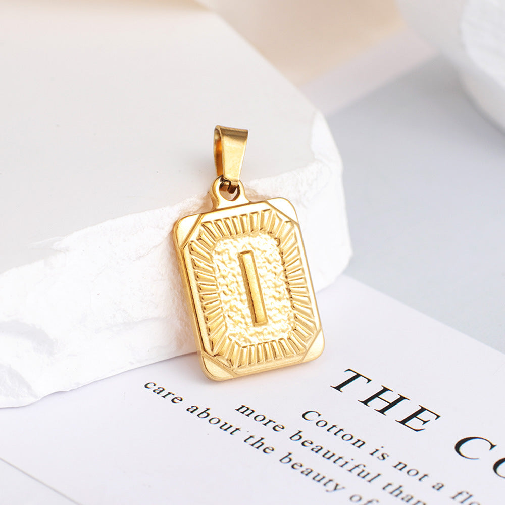 Gold English Letter Tag Simple Sweater Pendants