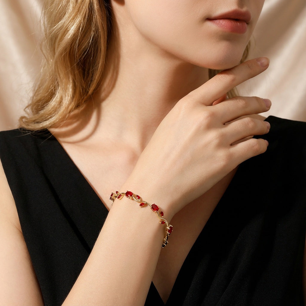 Green Copper Inlaid Zircon Light Luxury High-grade Bracelet