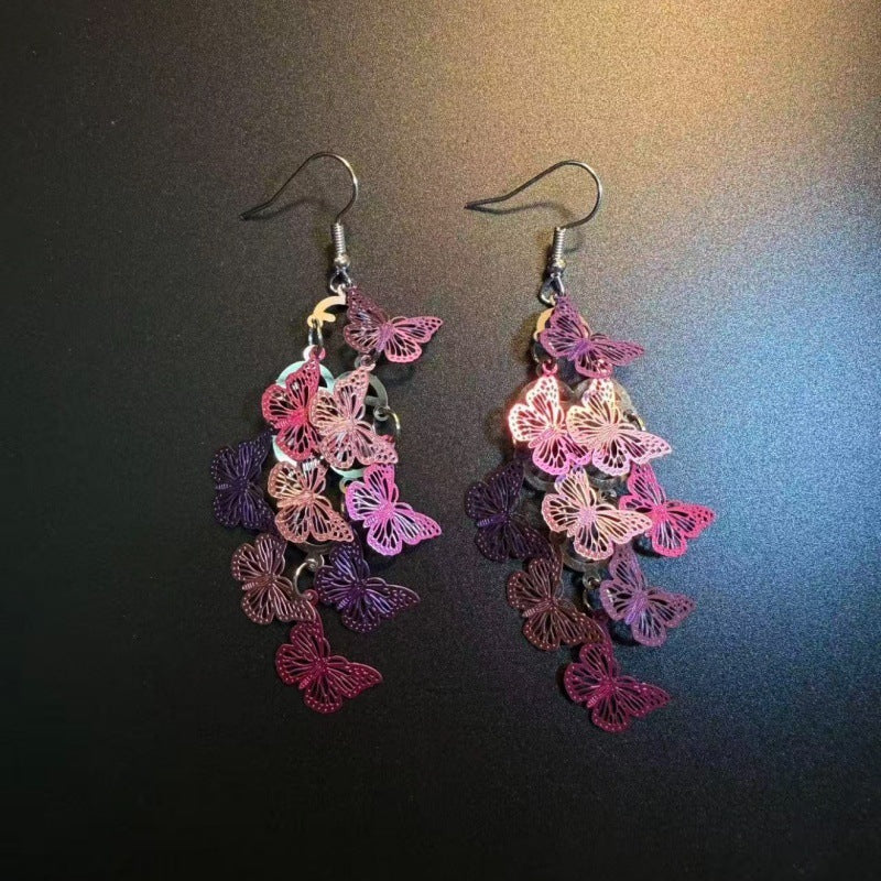 Vintage Pink Geometric Sweet Flowers Ear Stud Earrings