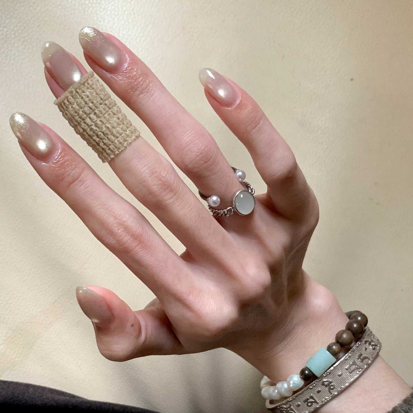 Cold Feeling Oval Egg Surface Stone Female Design Index Finger Ring