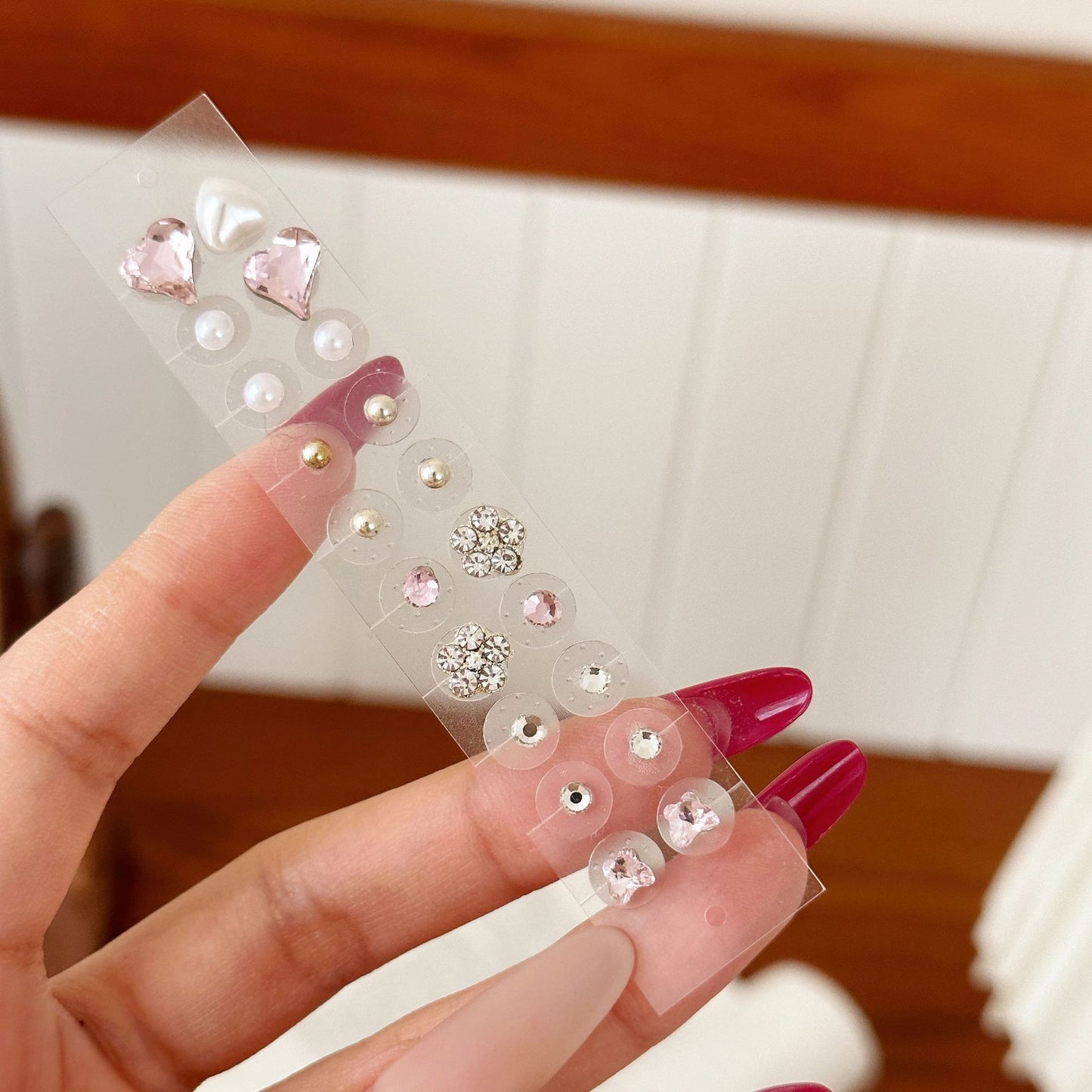 Fashion Auricular Point Sticker Crystal Ear Patch Bead Massage Stress Earrings