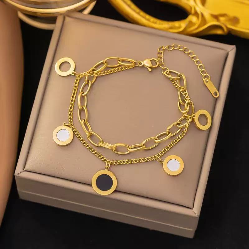 Roman Letters Stainless Steel Female Style Bracelets