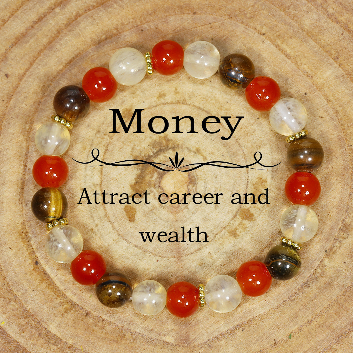 Tigereye Natural Stone Beaded Crystal Unisex Bracelet