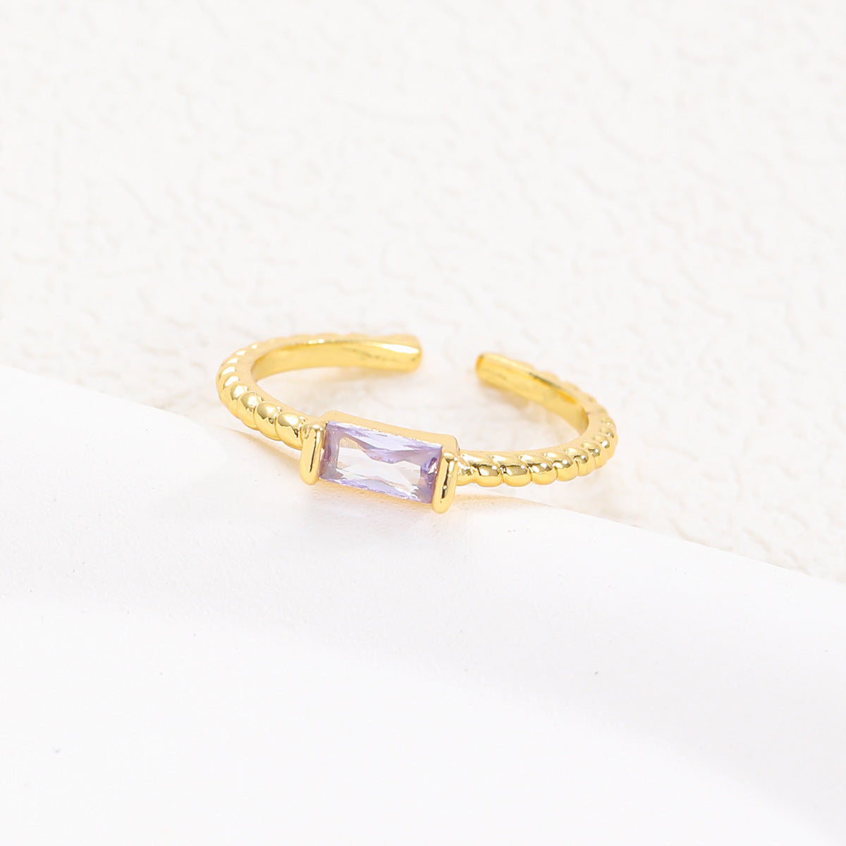 Birthstone Simple Gem Open Adjustable Creative Rings