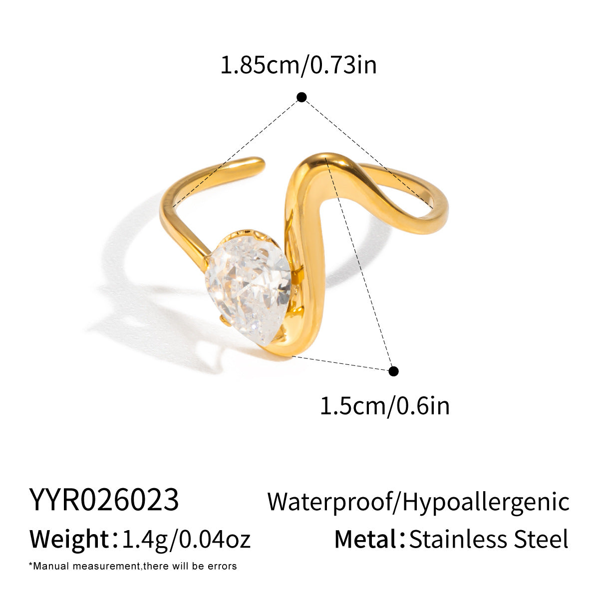 Ling Exaggerated Irregular Geometric Open Vacuum Gold Plating Personality Rings