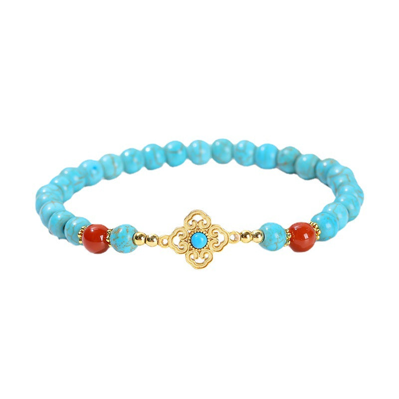 Turquoise Square Ethnic Style Wild Design Bracelet