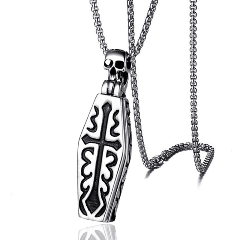 Men's Death Titanium Steel Domineering Coffin Cross Necklace