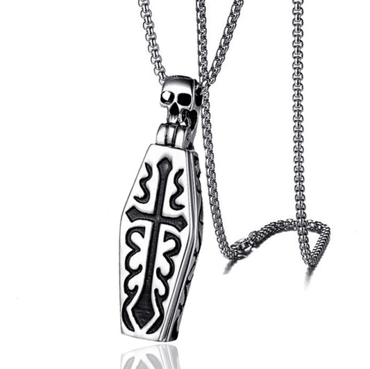 Men's Death Titanium Steel Domineering Coffin Cross Necklace