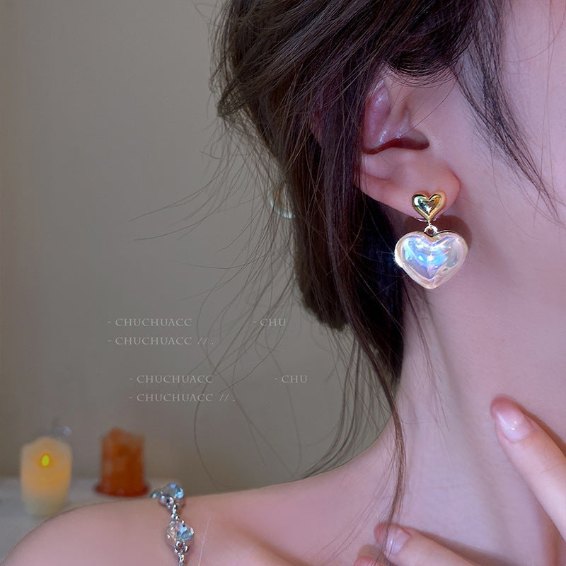 Mermaid Love Heart Niche Design Pearl Trendy Sweet Earrings