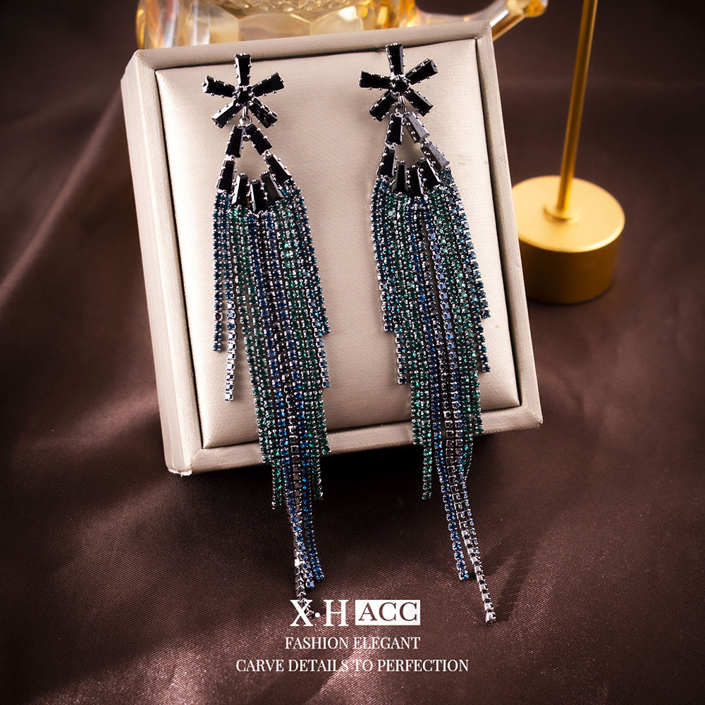 Elegant Zircon Butterfly Tassel Gentle Stylish Personality Stud Earrings