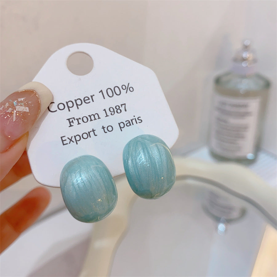 Gold-plated Fashion Blue Color Collection Enamel Earrings