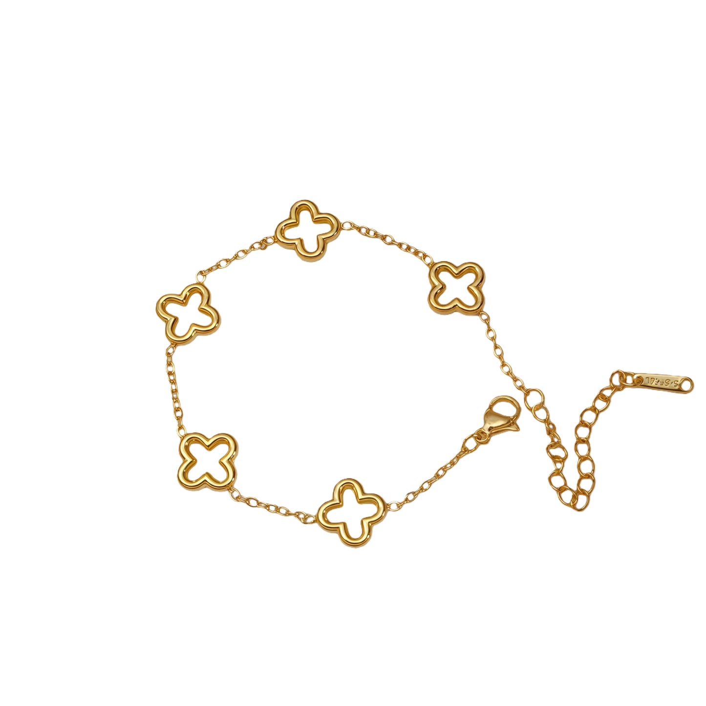 Stainless Steel Hollow Clover V-shaped Heart Affordable Luxury Bracelet