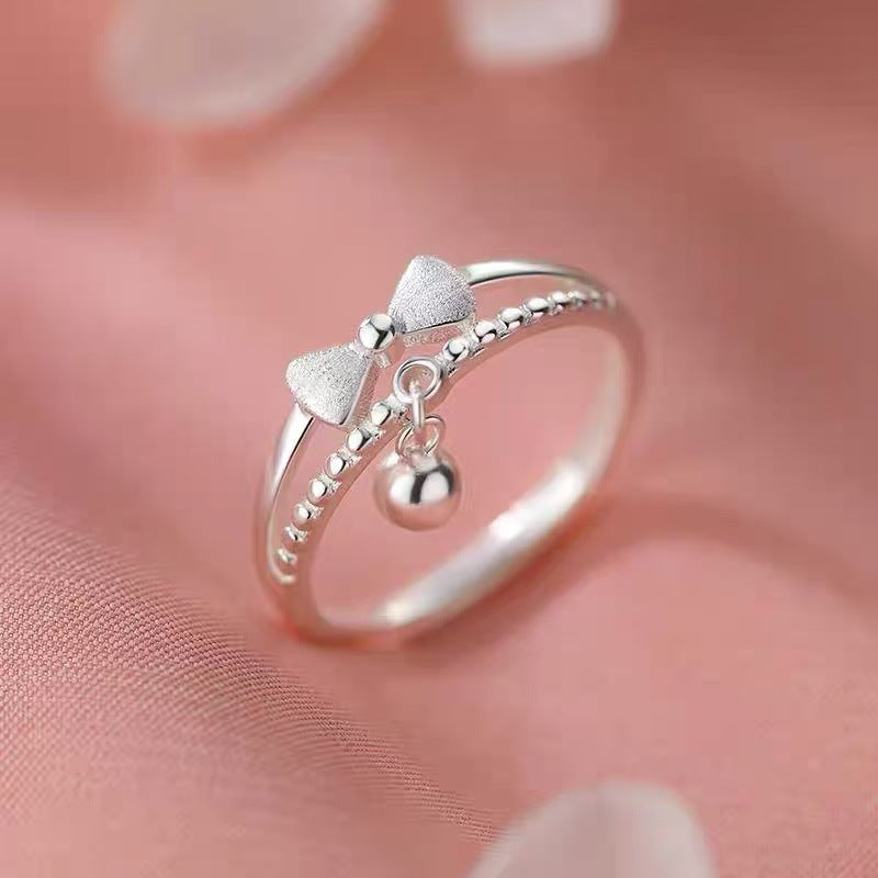 Sier Star Moon Design Simple Opening Ring