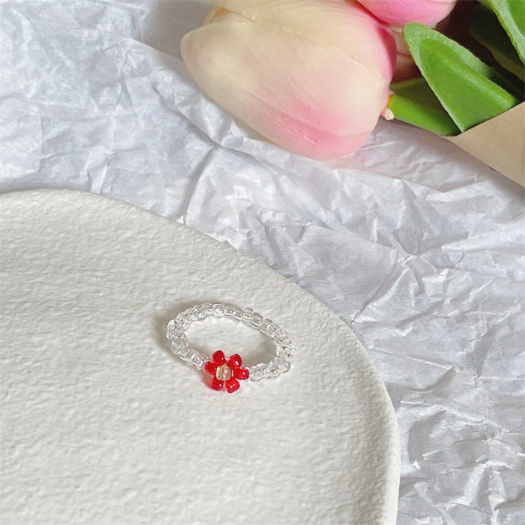 Women's Hand-woven Transparent Flower Cold Sweet Fresh Rings