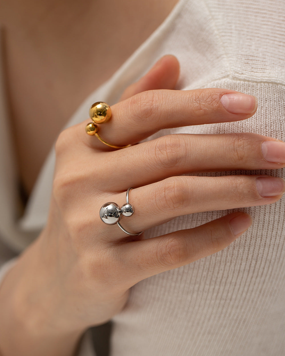Titanium Steel Gold Not Female Geometric Ring