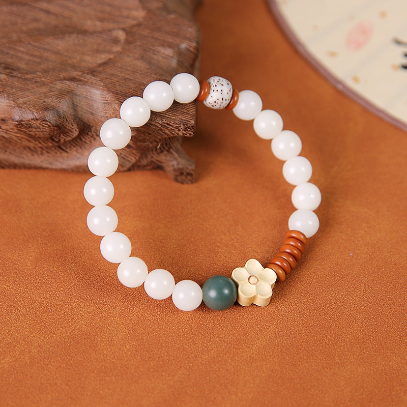 White Jade Bodhi Root Phone Chain Lanyard Fresh Bracelet