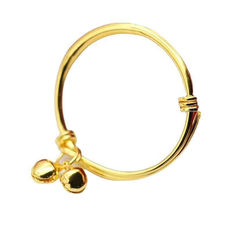 Children's Gold-plated Glossy Round Belly Drawing Of Lots Bell Fair Bracelets