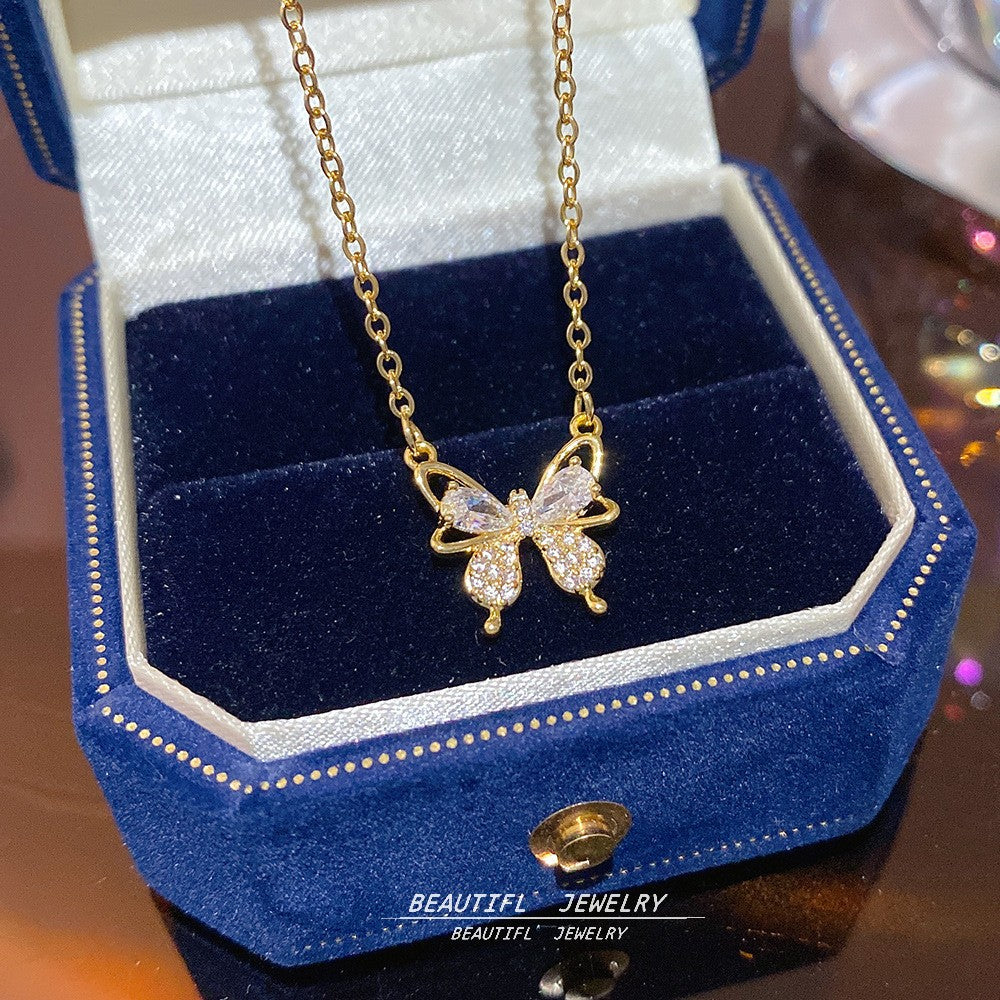 Women's Minority Simple Fashionable Elegant Zircon Clavicle Chain Titanium Steel Accessory Necklace