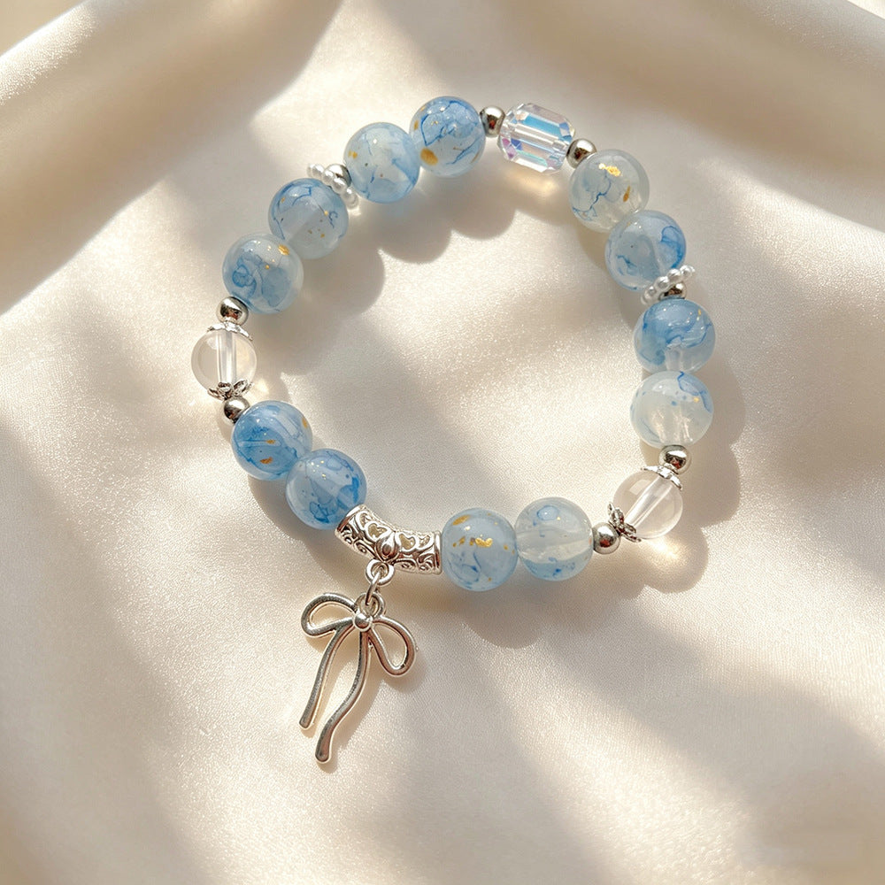 Women's Candy Color Floating Flowers Glazed Bow Cultural Creative Scenic Bracelet