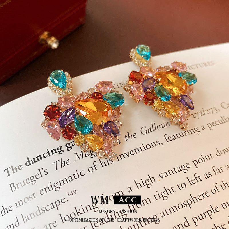 Needle Heart-shaped Zircon Sweet Cool Personality Creative Design Sense Earrings