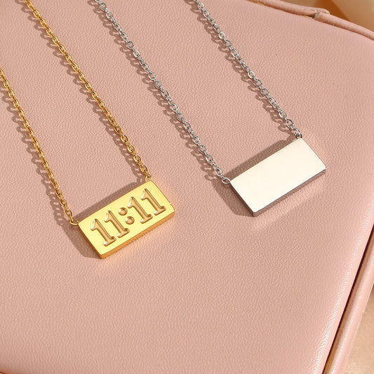 Simple Stainless Steel Gold-plated Letter Box Necklaces