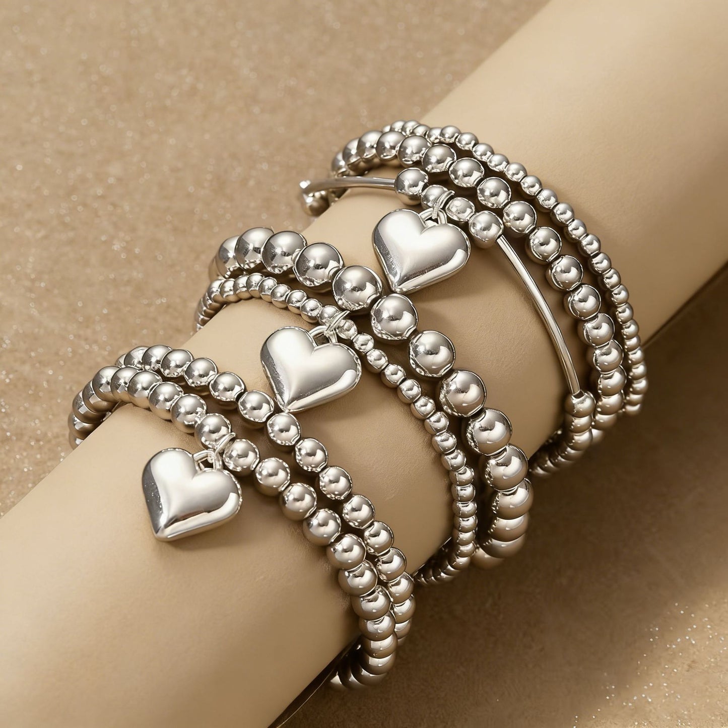 Women's Twin French Beaded Love Simple Imitation Bracelet