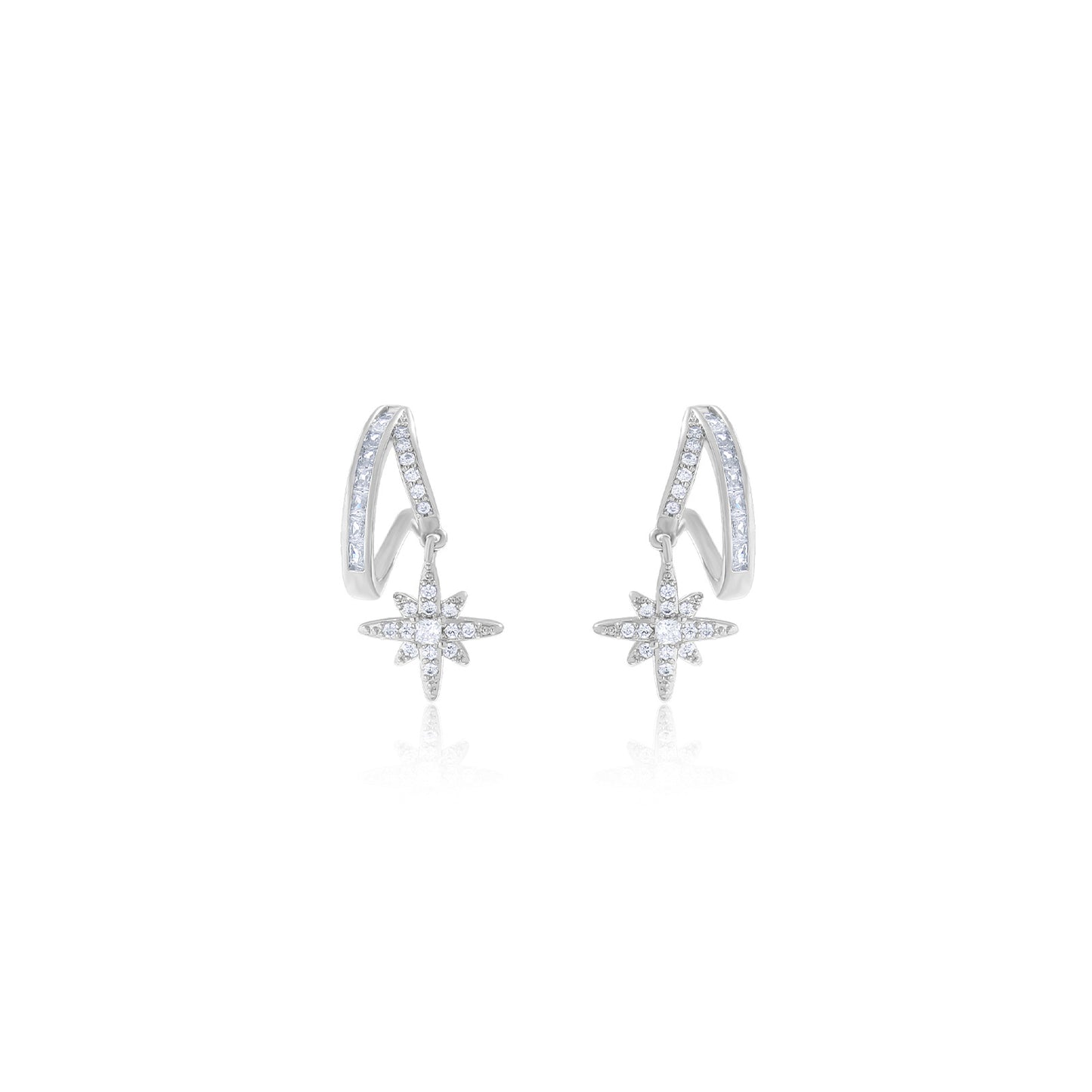 Geometric Irregular Metal Sterling Sier Zircon Stars High-grade Female Stud Earrings